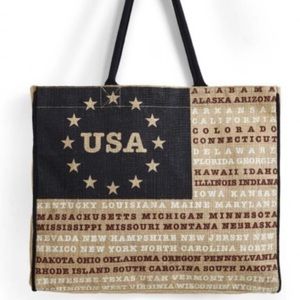 🌼 NEW..... MONA B USA BURLAP TOTE 🇺🇸